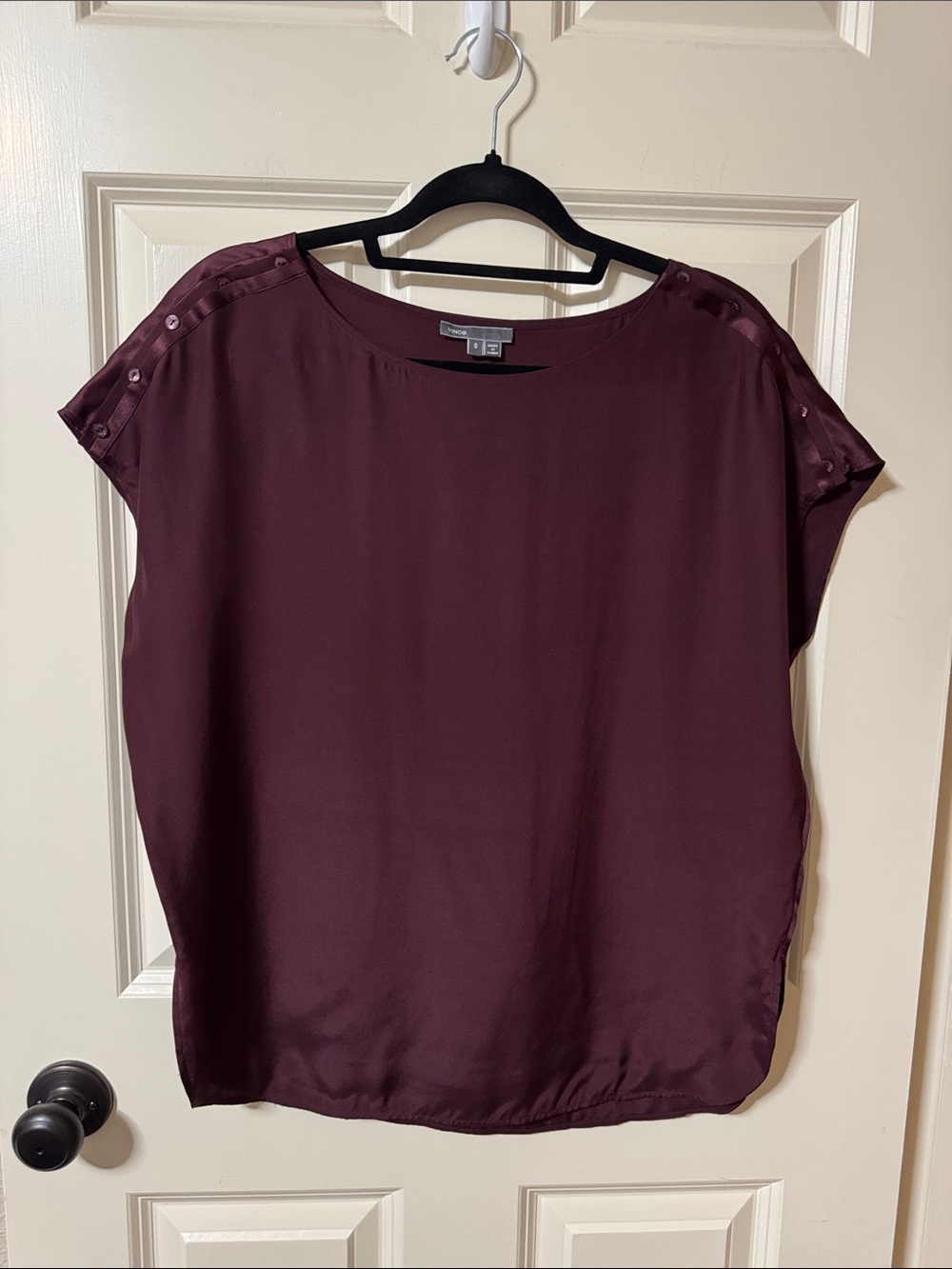 Vince Short Sleeve Blouse - Burgundy